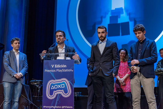 Those behind the videogame 'A Tale of Paper' from the Barcelona Open House Games company at the PlayStation Awards on December 19 2018 (image courtesy of PlayStation)